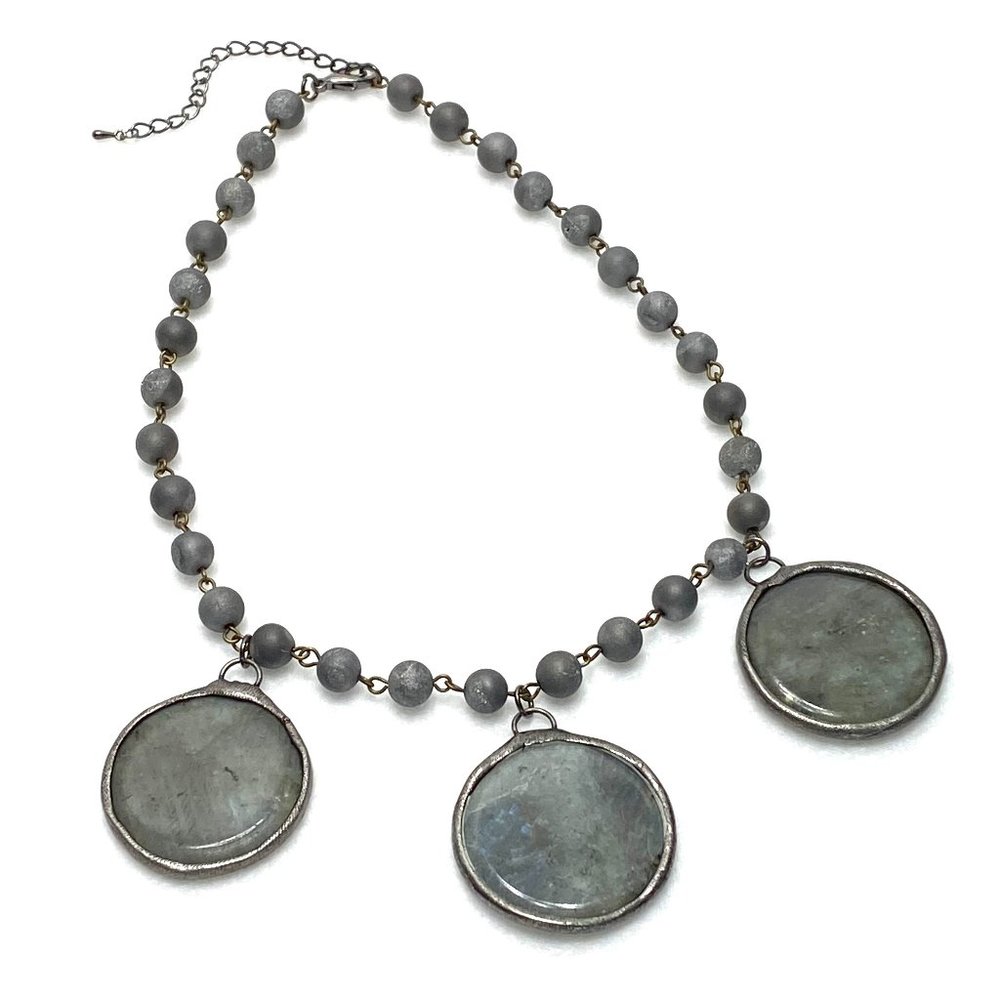 Necklace, Genuine labradorite pendant necklace
